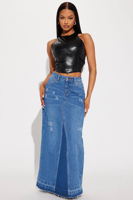 Denim skirt fashion nova cheap