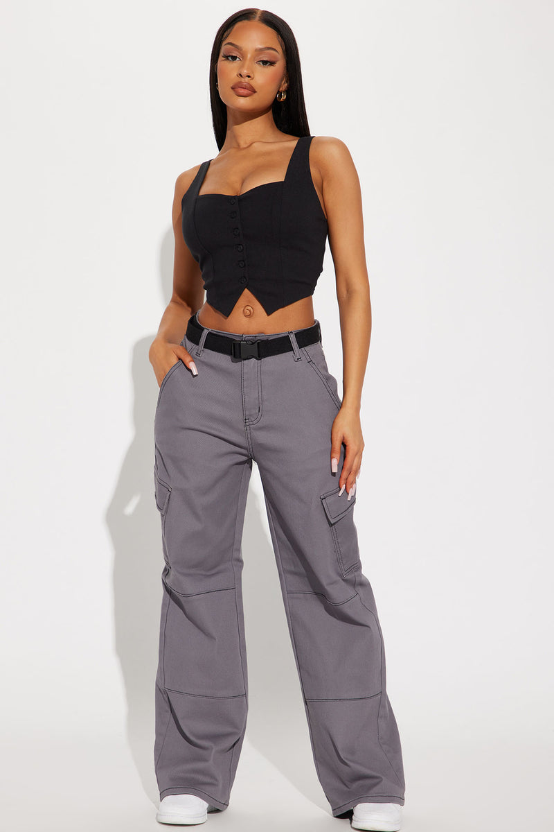 Doris Belted Cargo Pant - Grey | Fashion Nova, Pants | Fashion Nova