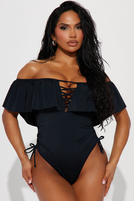 Off the shoulder top 1 piece swimsuit