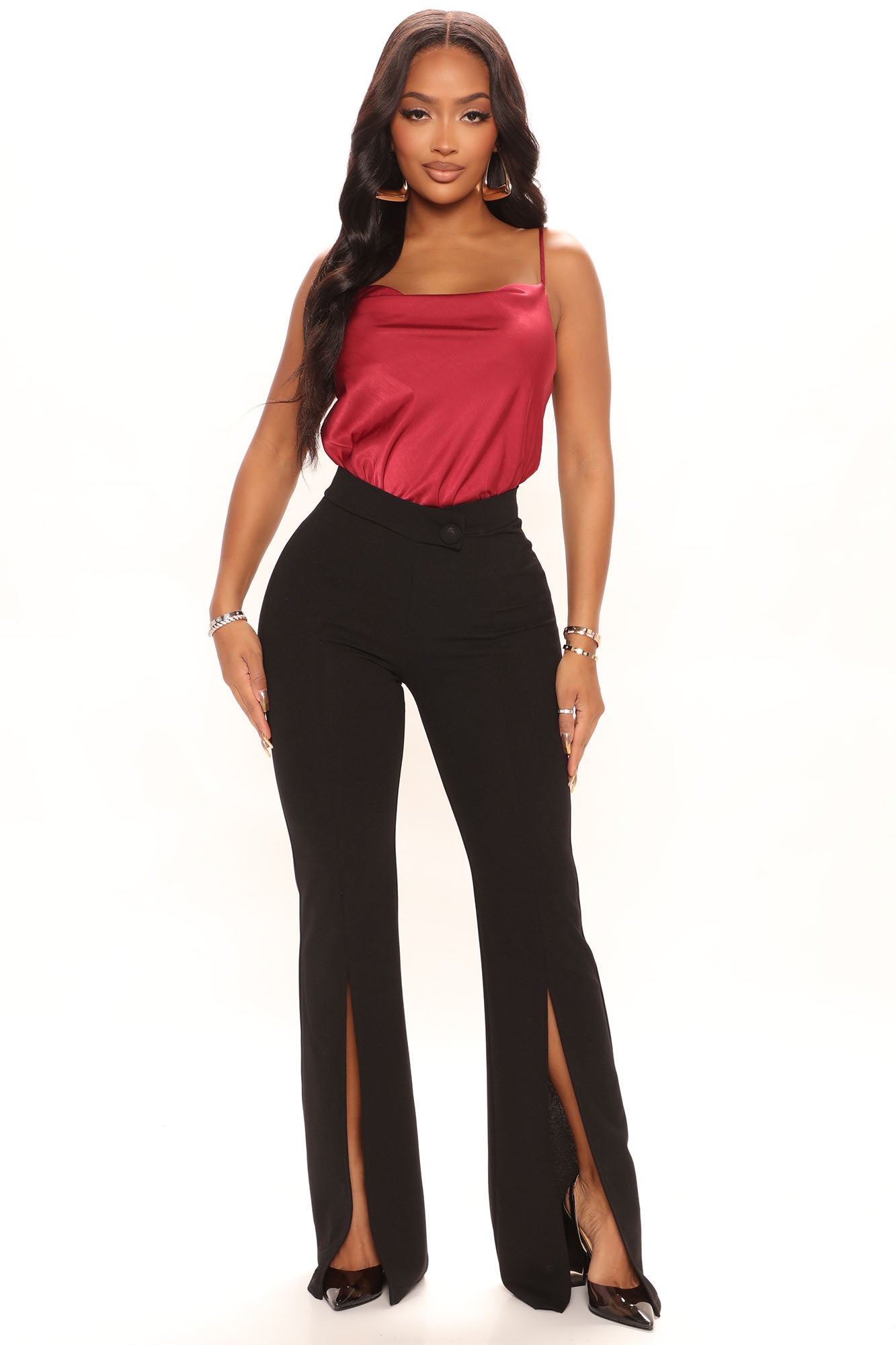 Black flare pants fashion nova top