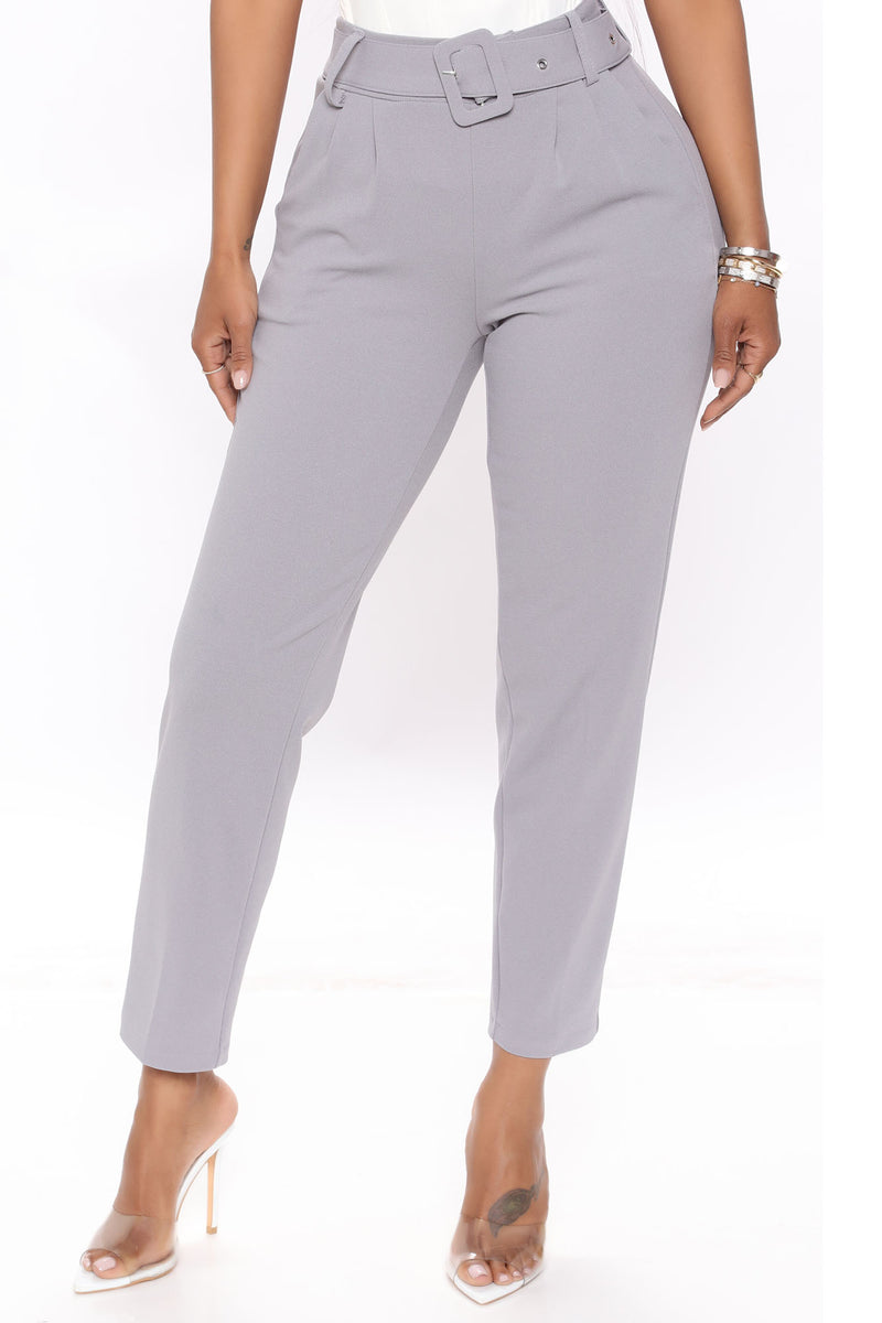 Talia Belted Pants - Grey | Fashion Nova, Pants | Fashion Nova