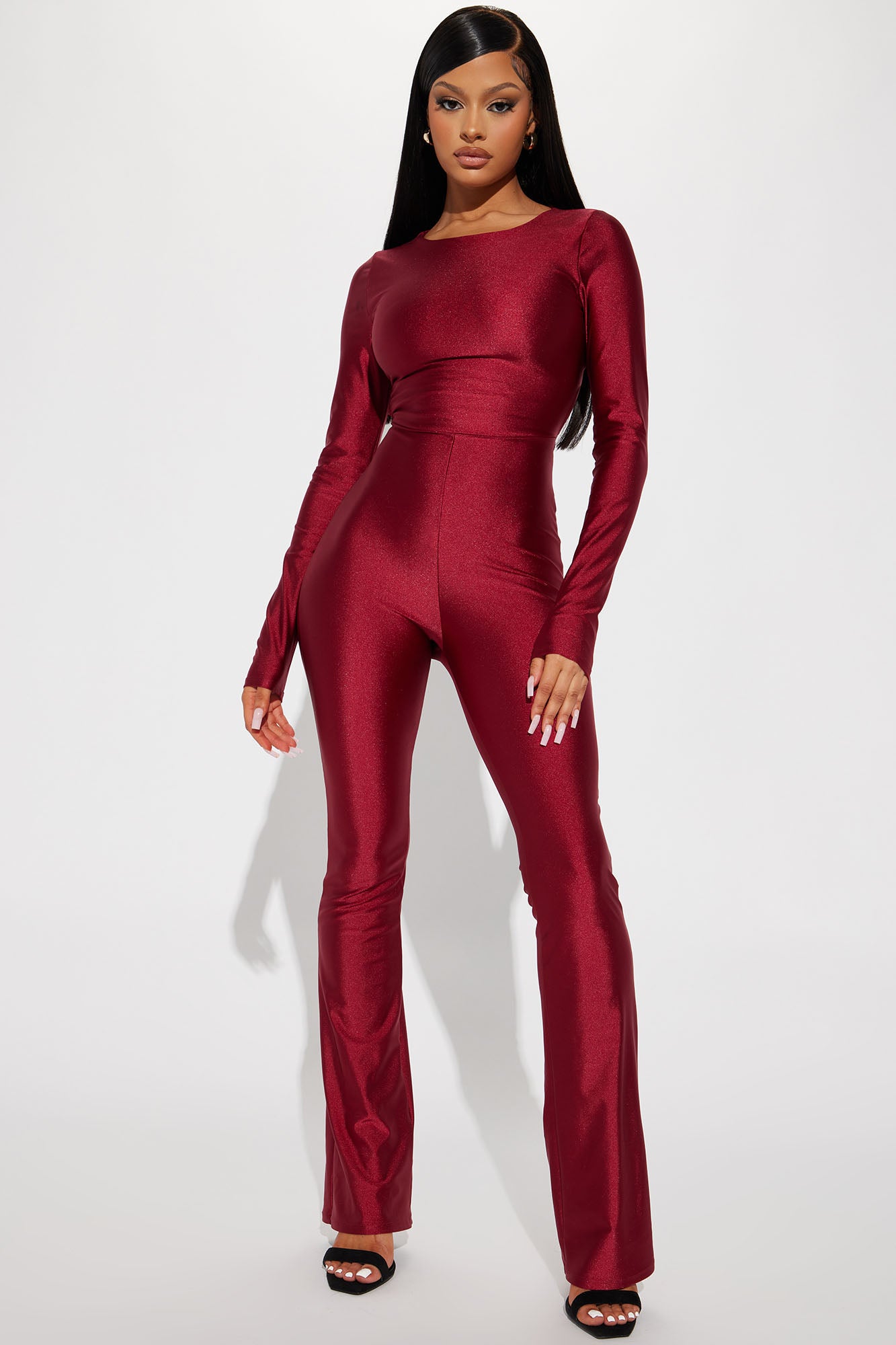 Fashion nova burgundy jumpsuit sale