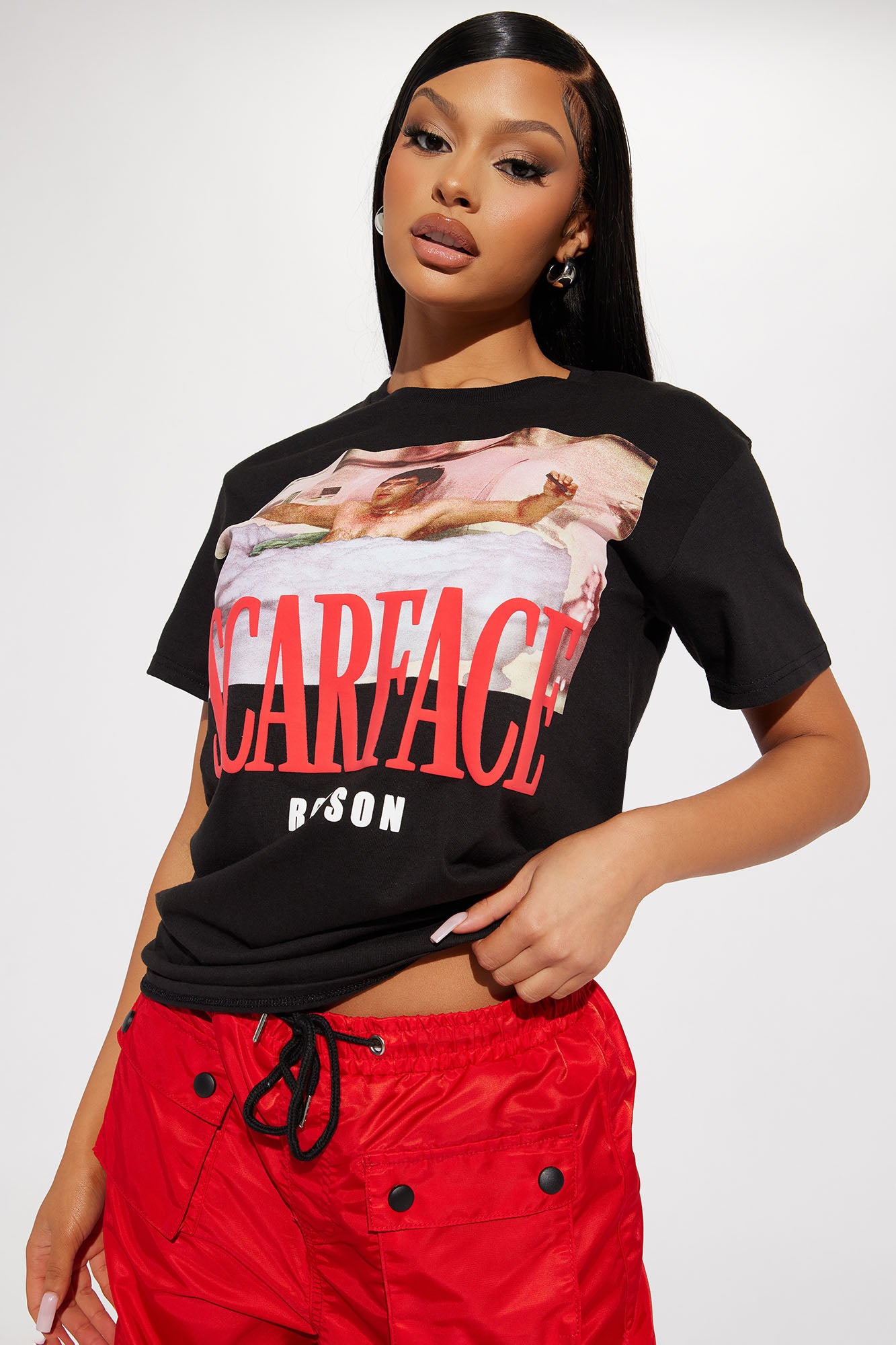 Black red shop graphic tee