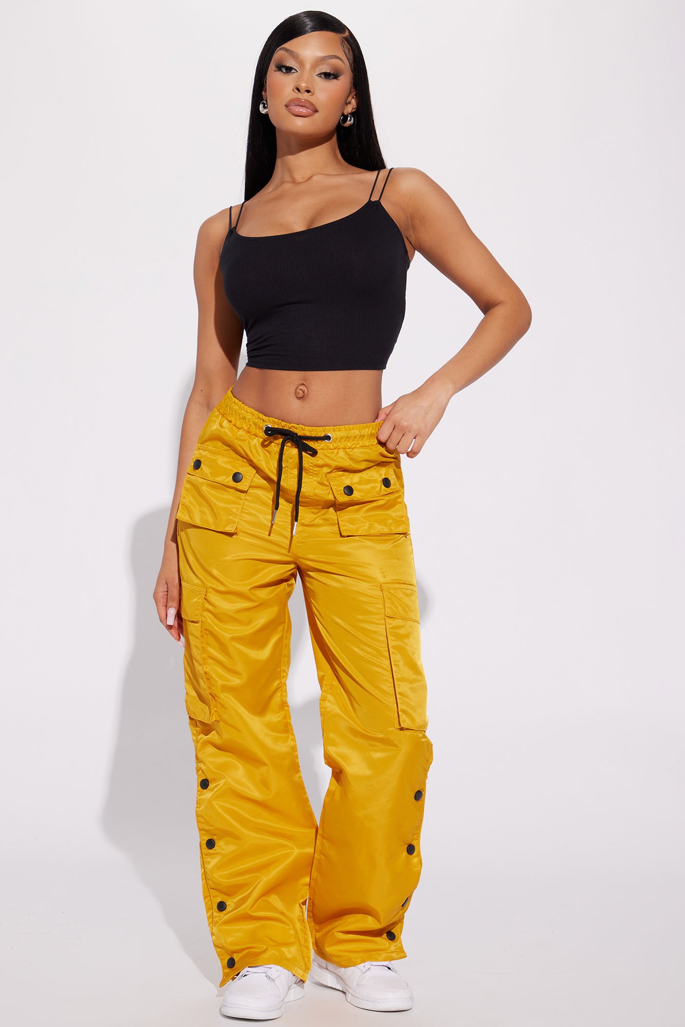 Yellow cargo top pants womens