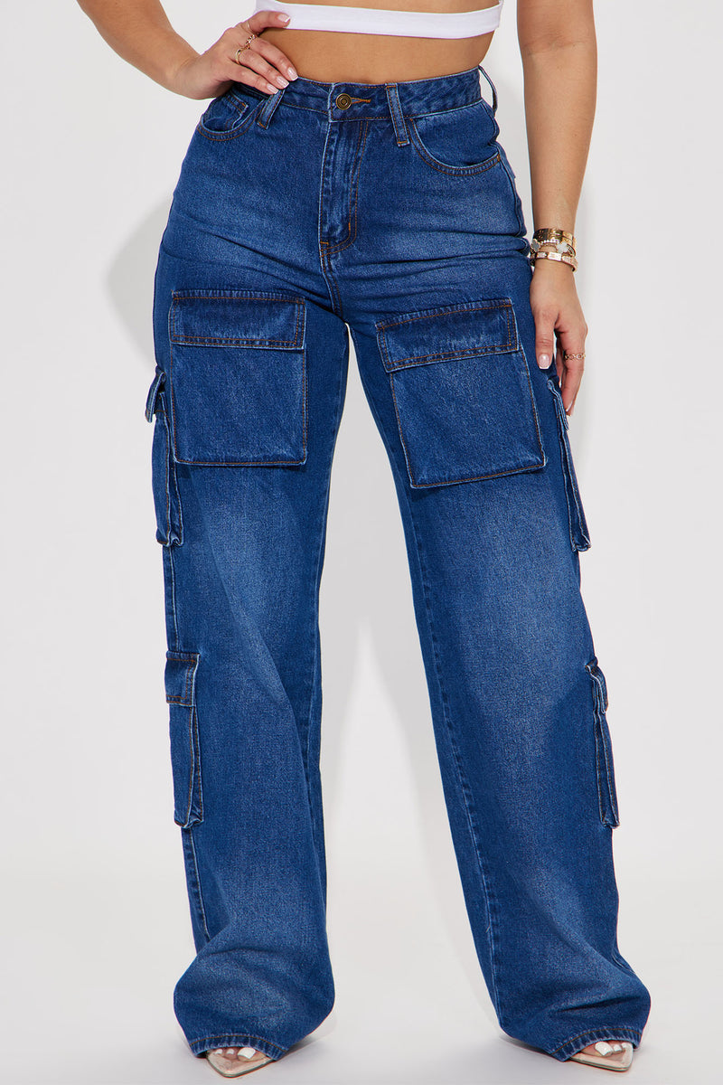 Cliffhanger Cargo 90's Baggy Jeans - Dark Wash | Fashion Nova, Jeans ...