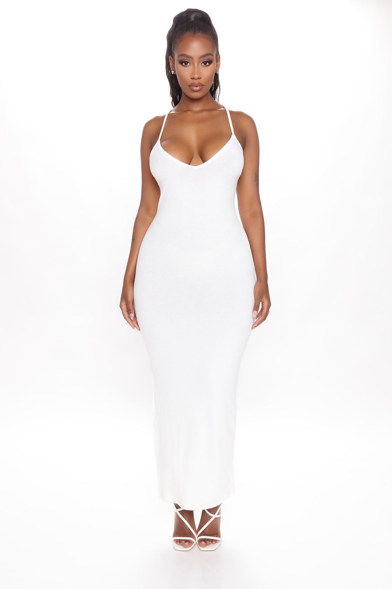 White long dress cheap fashion nova