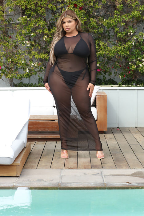 Plus size see through cover up top