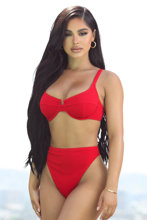 Relaxing All Summer Underwire 2 Piece Bikini - Red