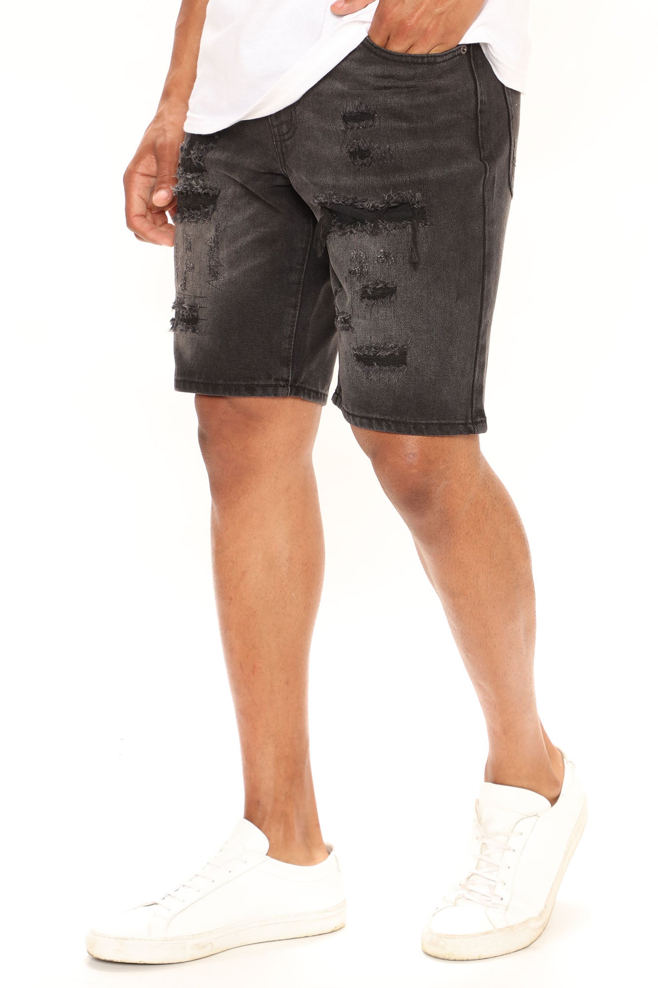 Distressed bermuda shorts black outlet