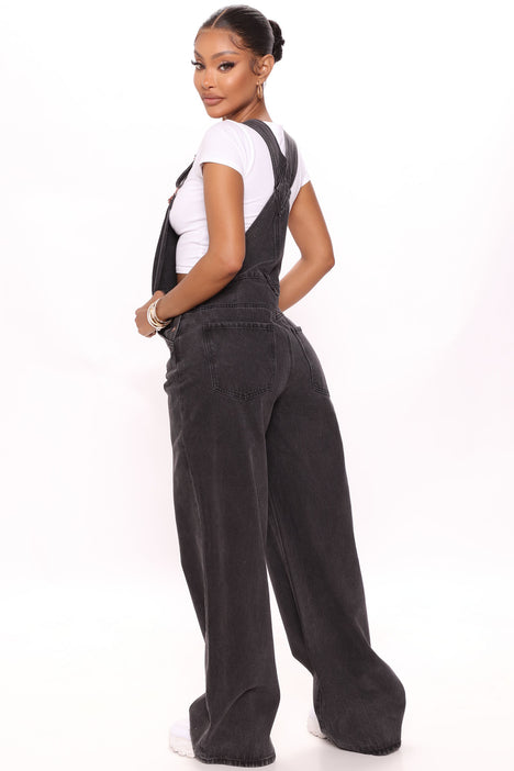 Fashion nova black overalls outlet