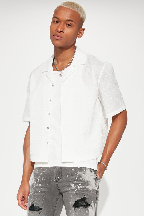 Fashion nova white store button up shirt