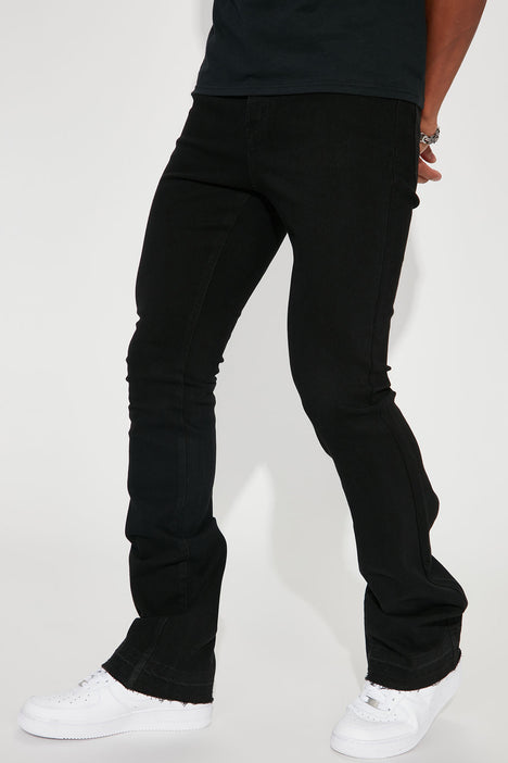 Cornell Stacked Skinny Flare Jeans Black