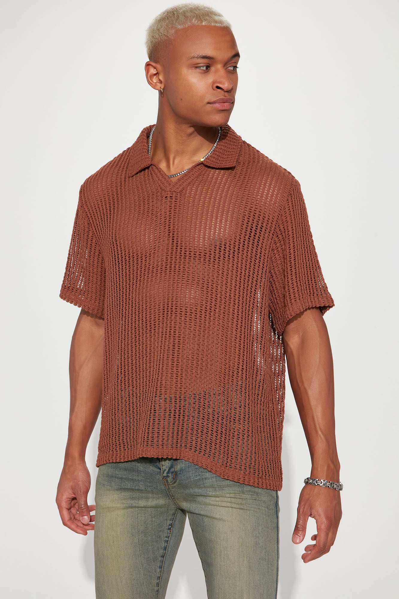 Short sleeve knitted polo clearance