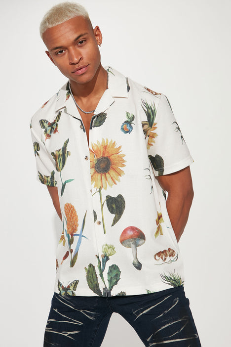 Natures Best Short Sleeve Button Up Natural Combo Fashion Nova