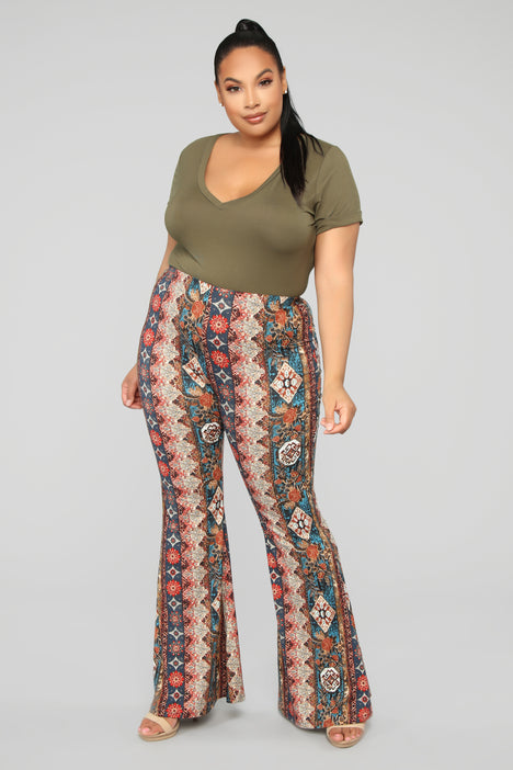 Boho Pants  Floral Flare Wide Leg  Plus Size  You  All