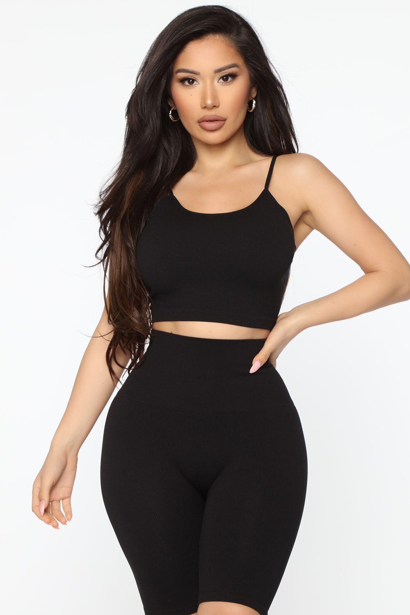 On The Daily Seamless Layering Biker Short Set Black