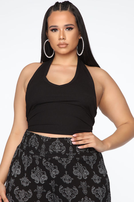 Simi Seamless Halter Crop Top - Black, Fashion Nova, Basic Tops &  Bodysuits