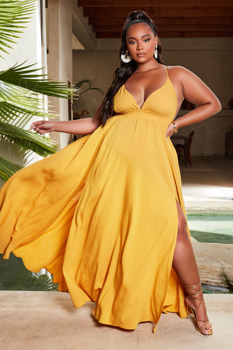 River Flow Maxi Dress Mustard