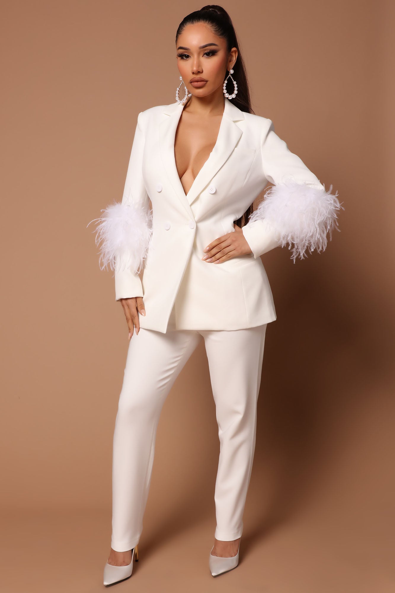Fashion nova white pants hotsell suit