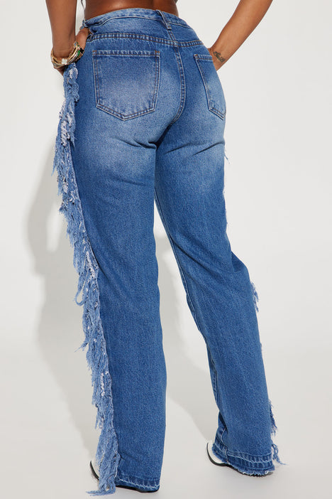 Side fringe jeans fashion nova best sale