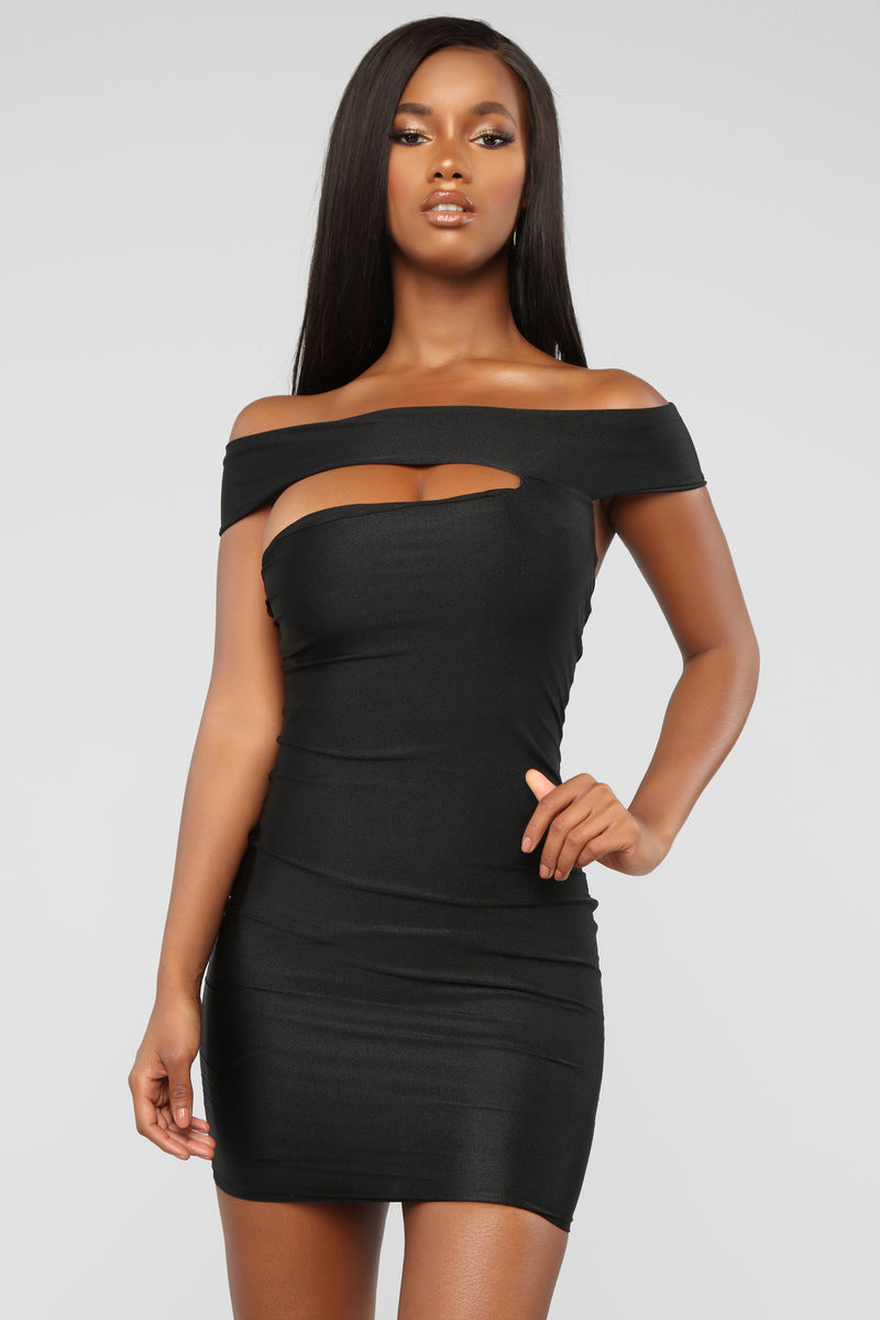 Cut Me In Off Shoulder Mini Dress - Black | Fashion Nova, Dresses ...