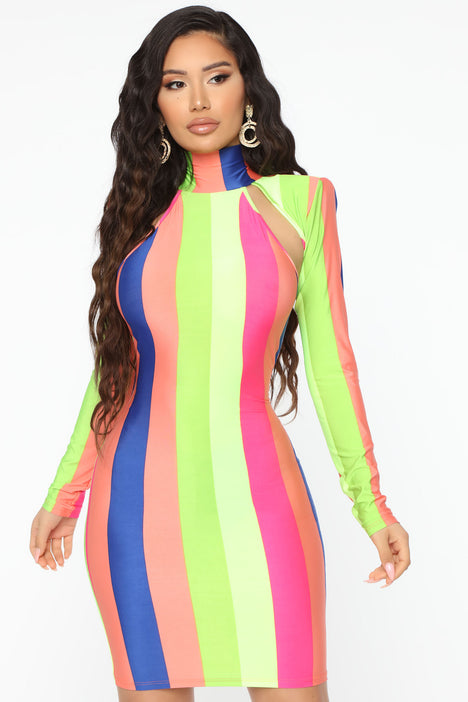 Striped dress deals fashion nova