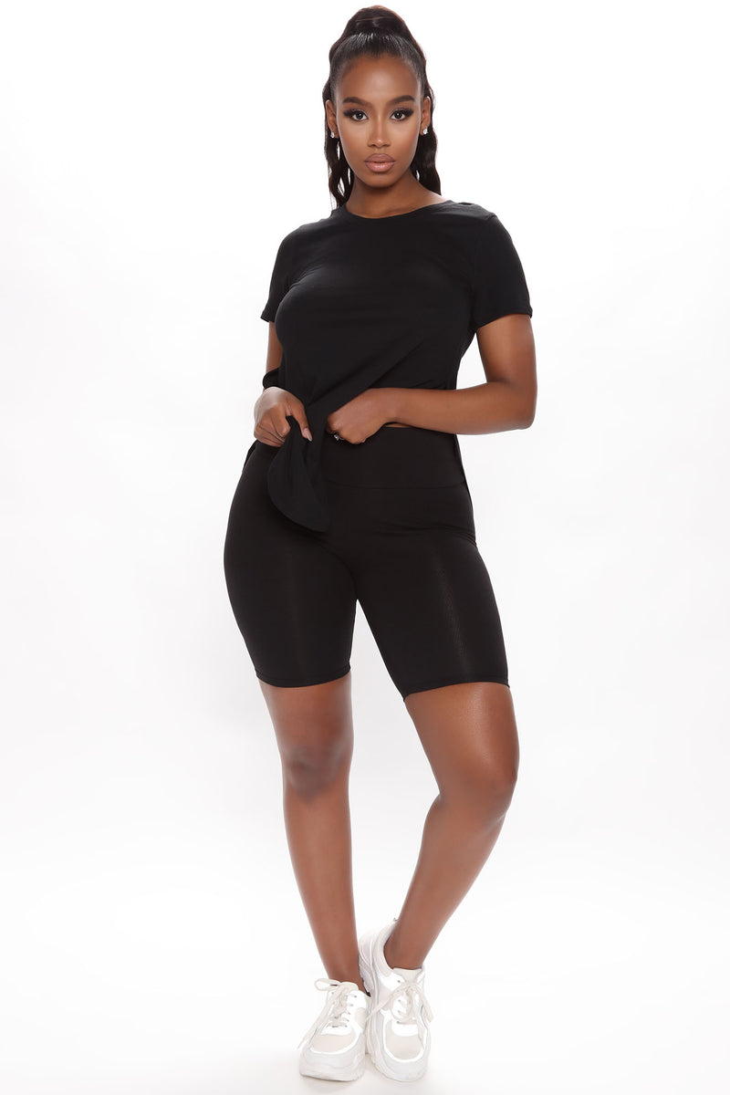Simple As That Biker Short Set - Black | Fashion Nova, Matching Sets ...