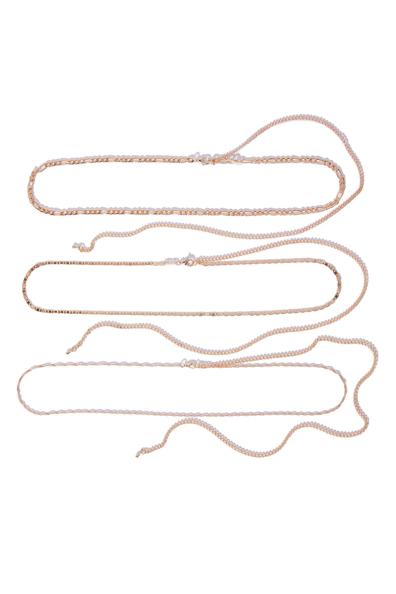 Give Me More 3 Piece Belly Chain Set Gold Fashion Nova, Accessories