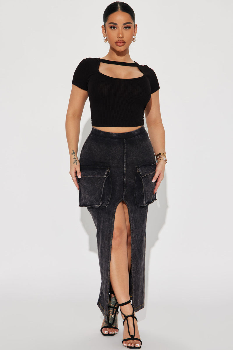 Play It Louder Cargo Maxi Skirt - Charcoal | Fashion Nova, Skirts ...