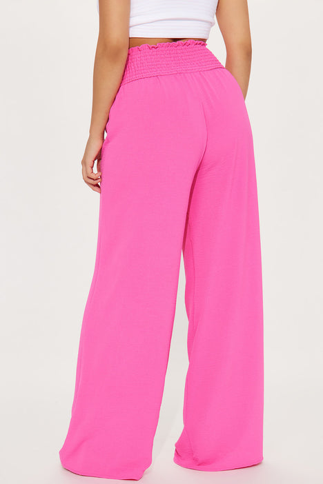 Chic Redefined Fuchsia High-Waisted Wide-Leg Trouser Pants