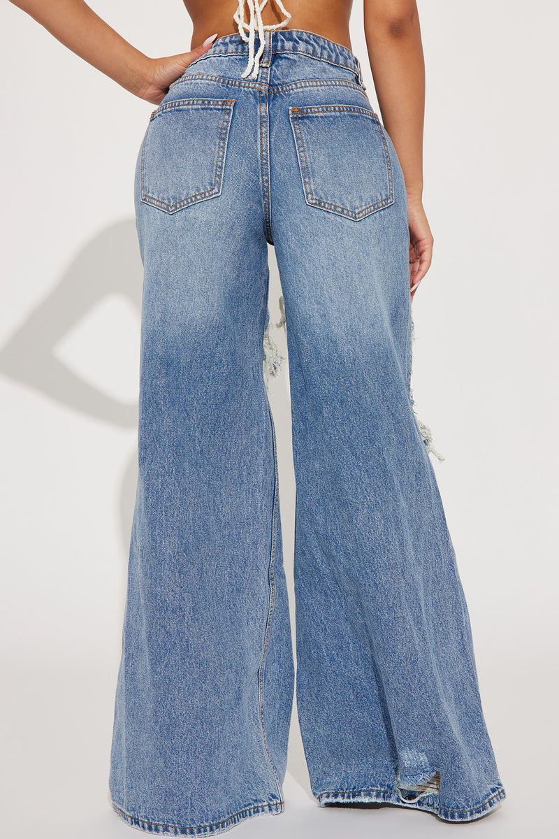 Not My Business Ripped Non Stretch Baggy Jeans - Medium Wash | Fashion ...
