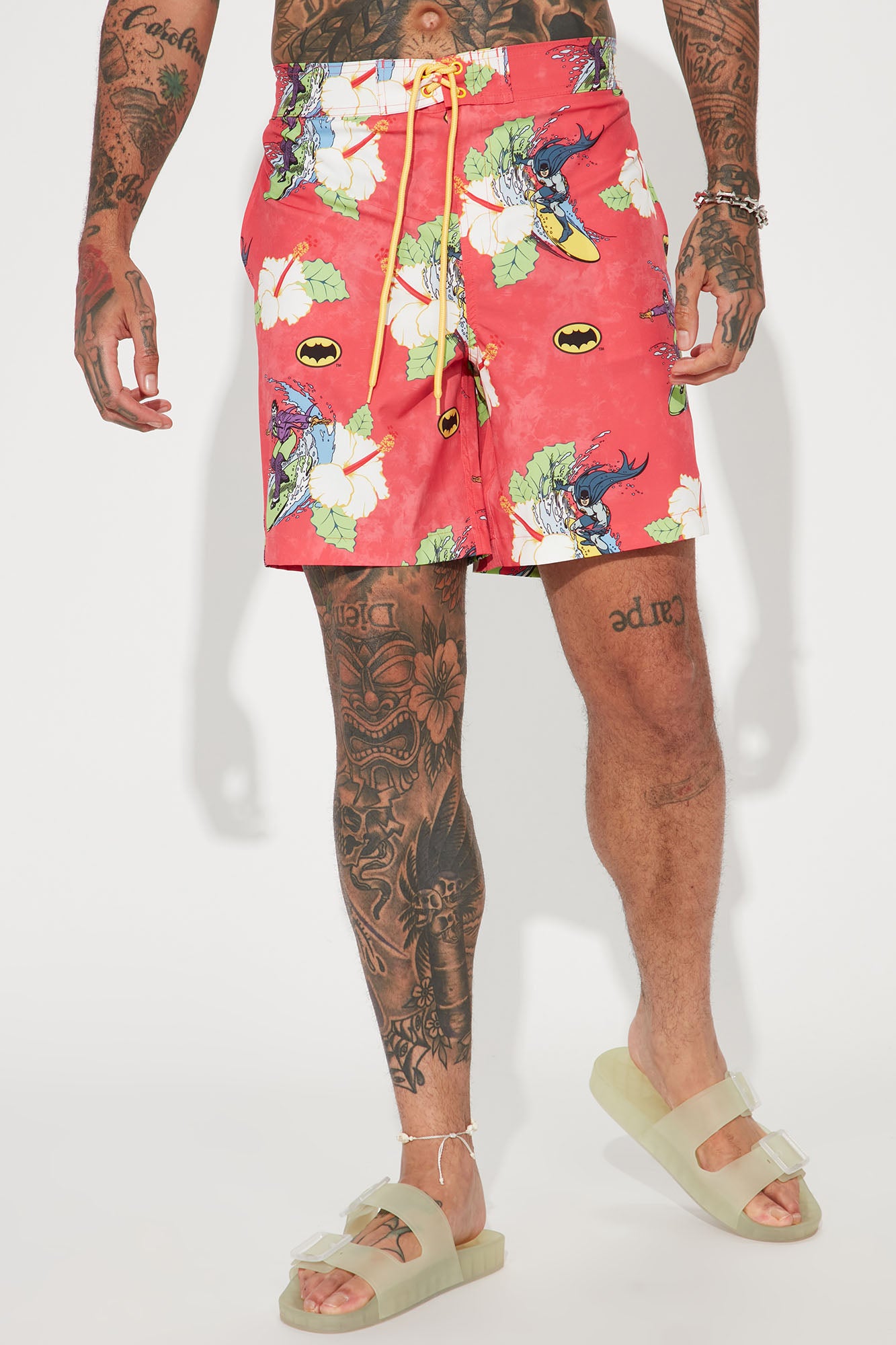 Batman Surf Swim Trunks Red