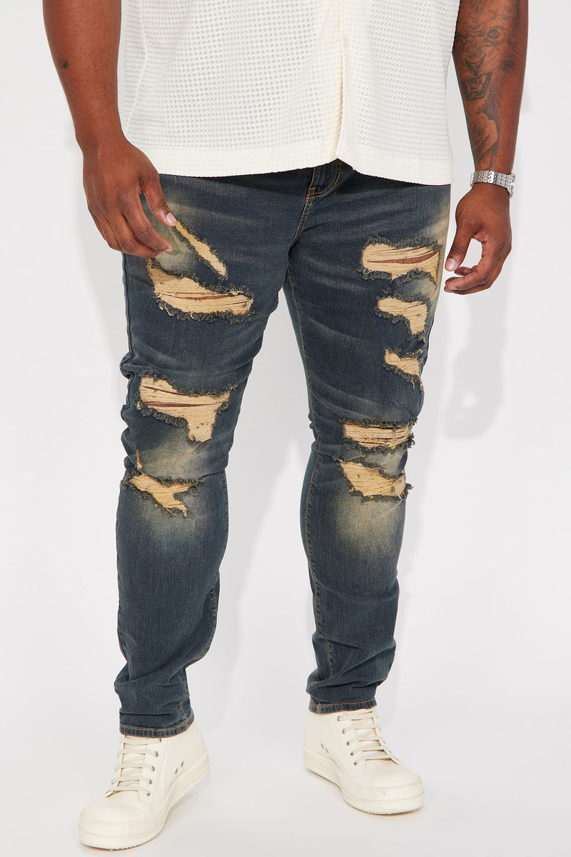 Ain't Worried Stacked Skinny Jeans - Vintage Blue Wash | Fashion Nova ...