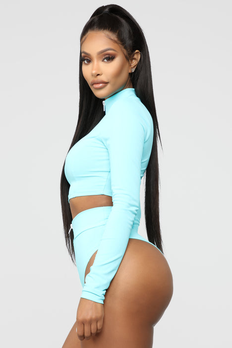 Water Sports III Long Sleeve Bikini Blue Fashion Nova