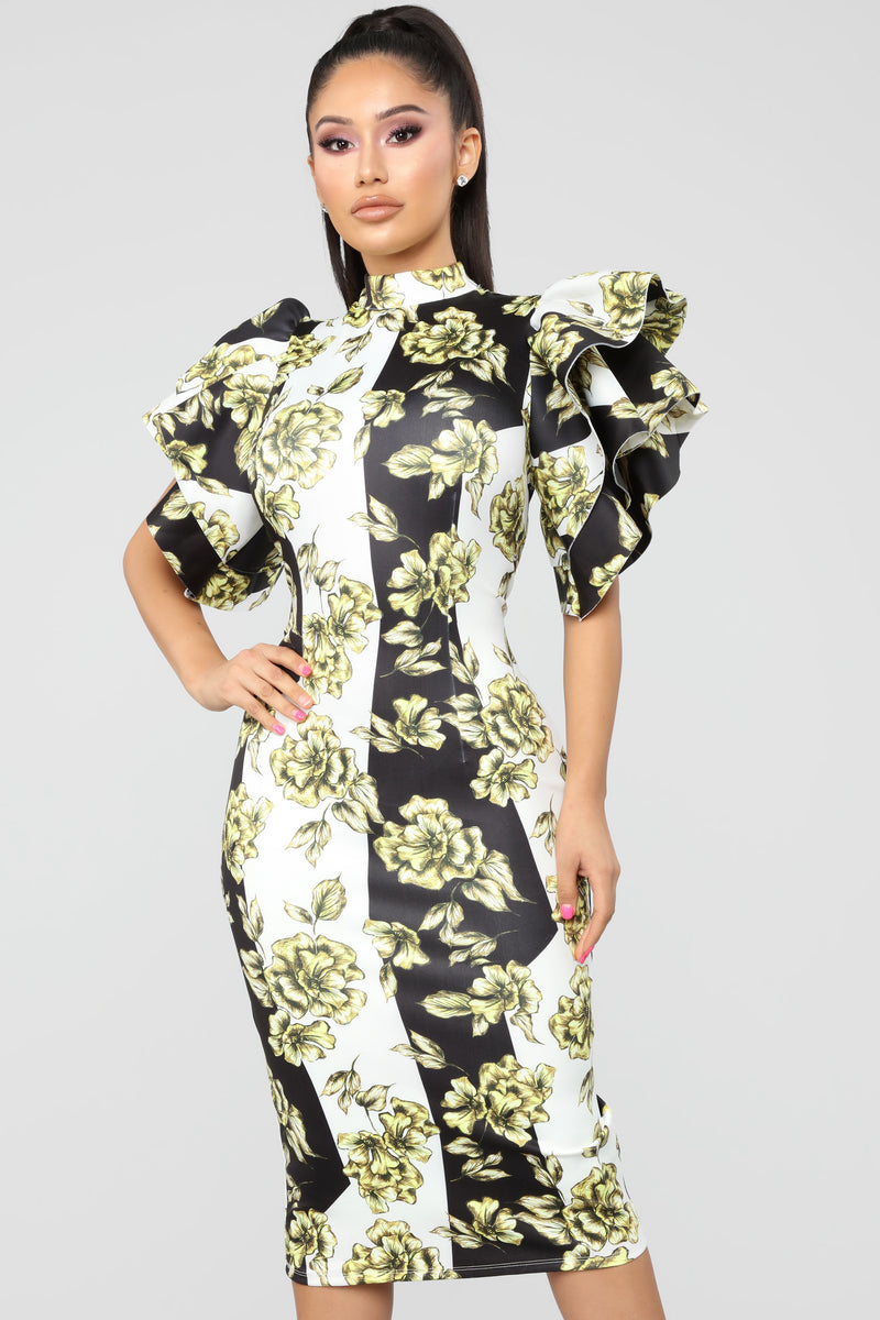 Floral Fantasy Midi Dress - Yellow/Multi | Fashion Nova, Dresses ...