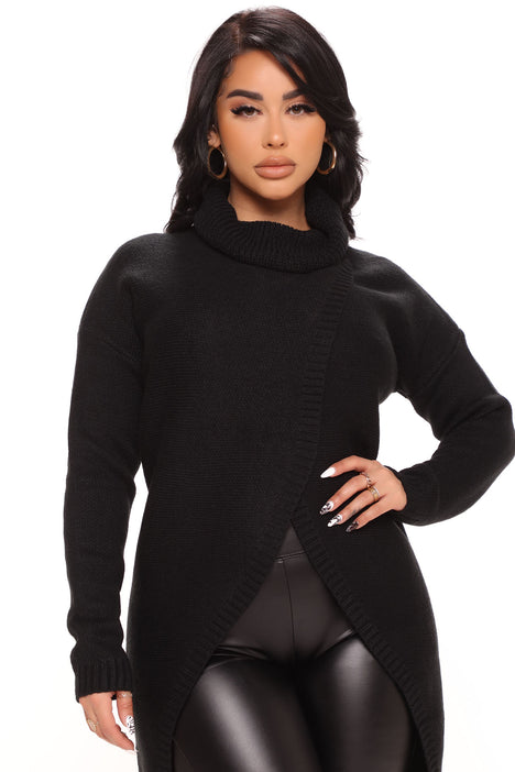 Black turtleneck top fashion nova