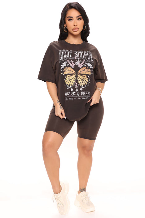 Simple Living Biker Short Set Black