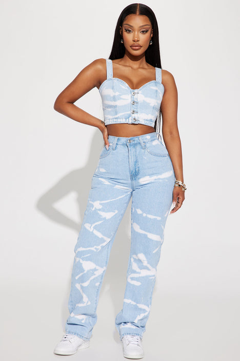 Denim bustier clearance crop top