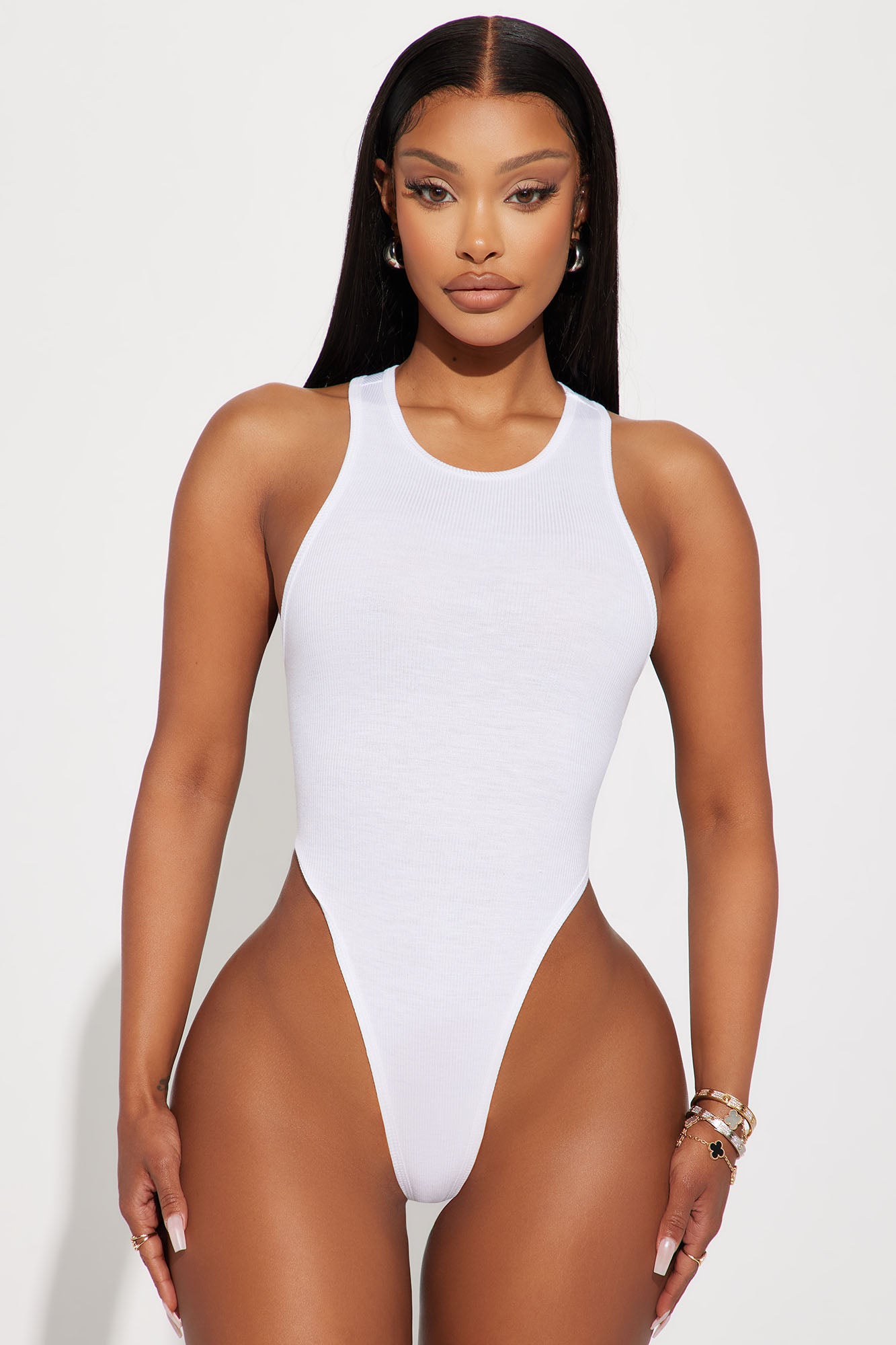 White top ribbed bodysuit