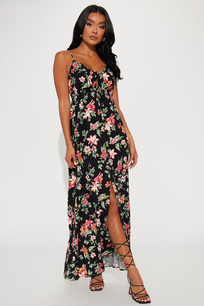 Floral High Slit Maxi Dress - Black | Fashion Nova, Dresses | Fashion Nova