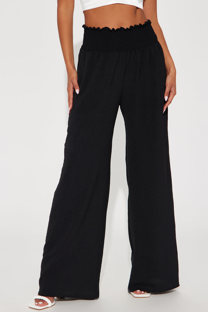 Beach Walk Wide Leg Textured Pant - Black | Fashion Nova, Pants ...