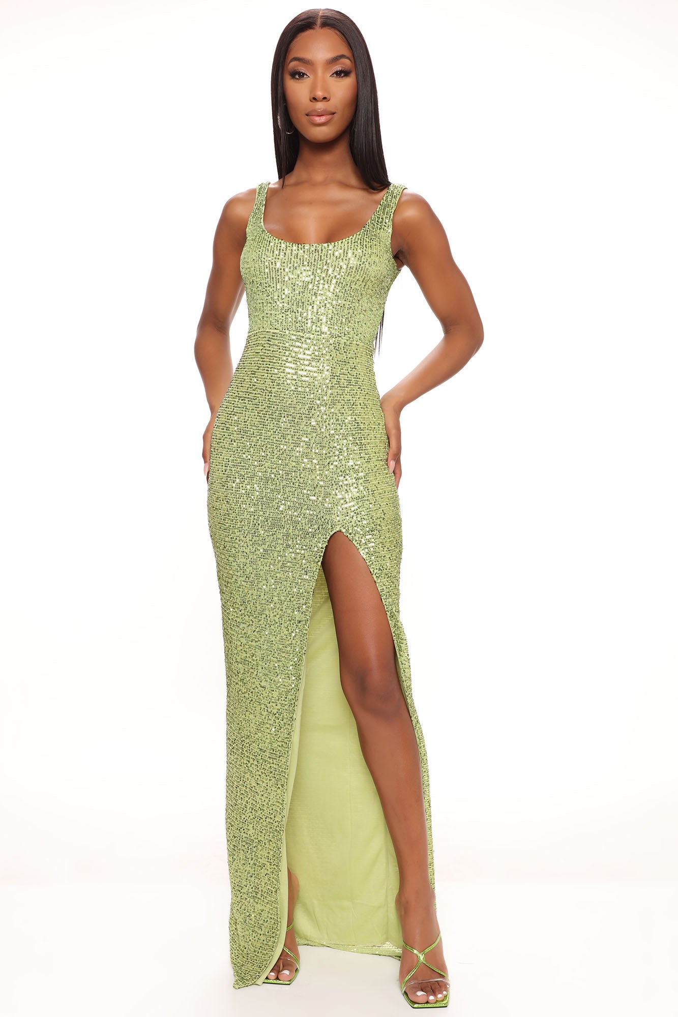 Tall Family Affair Sequin Dress Lime