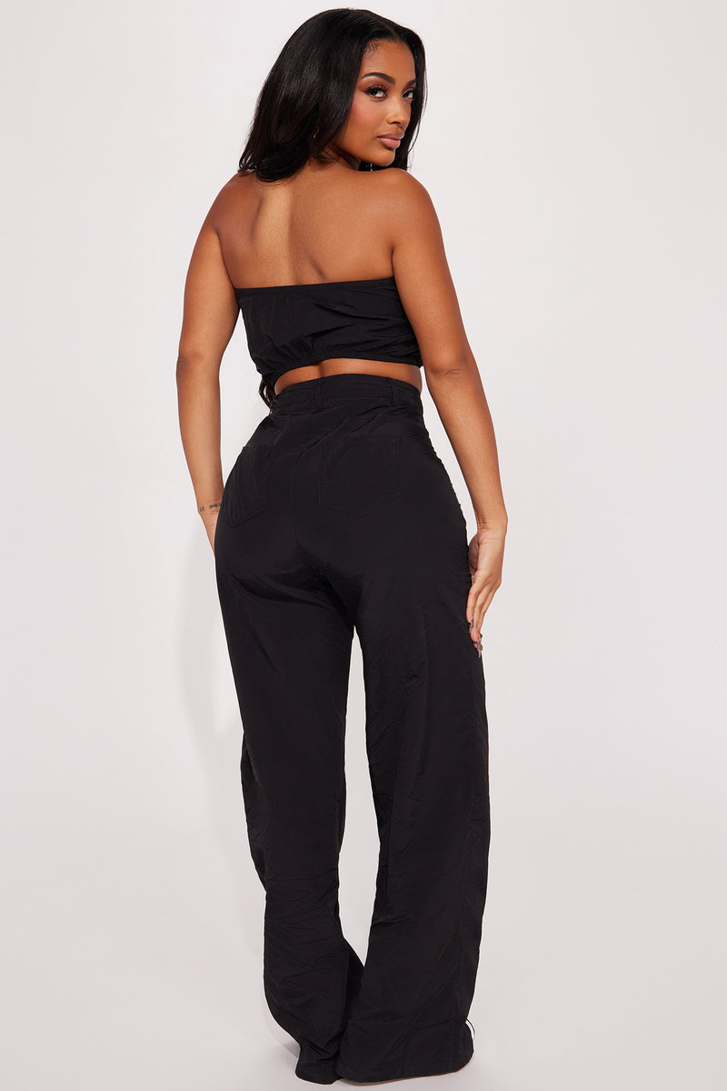Lets Run Away Windbreaker Pant Set - Black | Fashion Nova, Matching ...