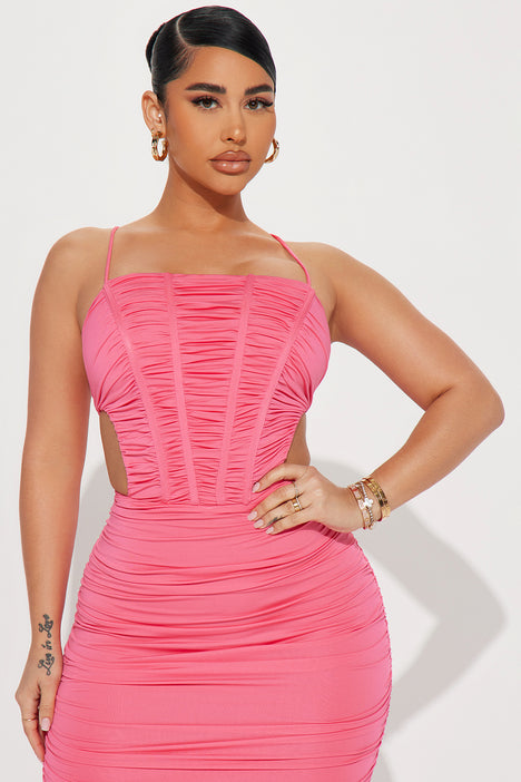 Fashion nova 2025 pink ruched dress