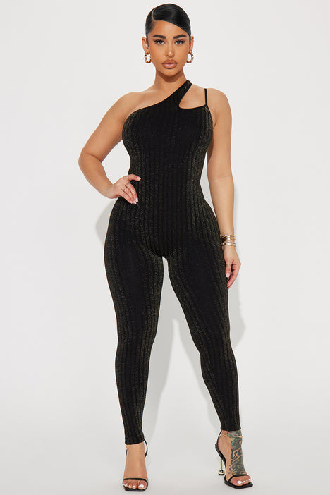 Take Charge Seamless Jumpsuit Black Gold