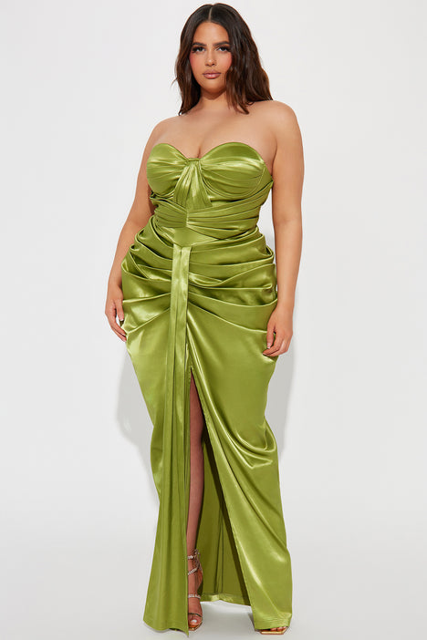 Rebeka Satin Maxi Dress - Green, Fashion Nova, Dresses