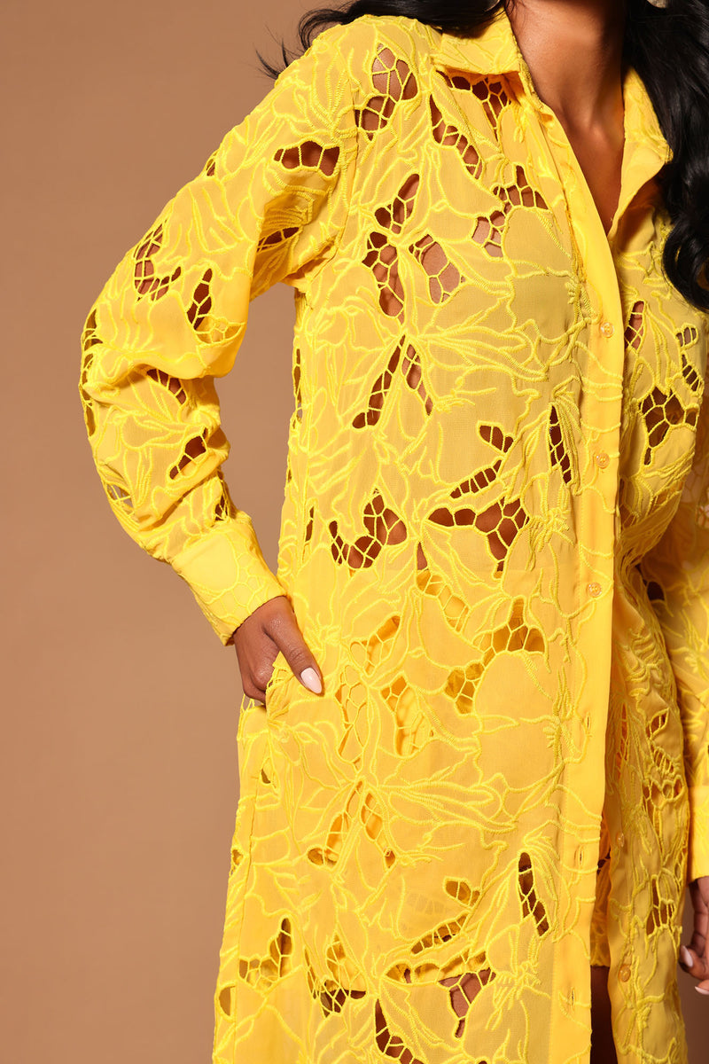 Camille Crochet Dress Shirt Yellow Fashion Nova, Luxe Fashion Nova
