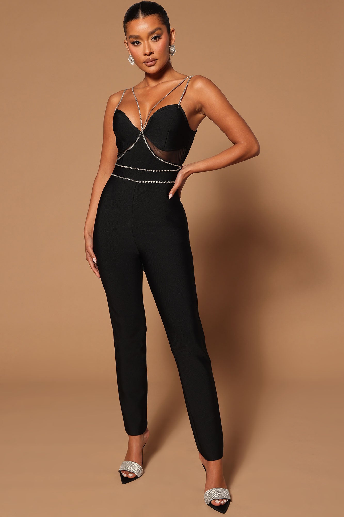 Bling Bling Bandage Jumpsuit Black