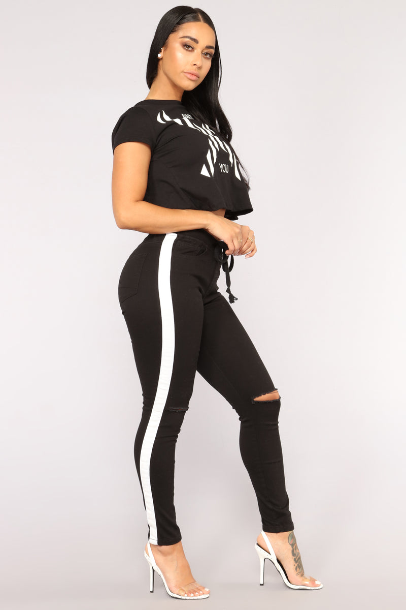 Karina Striped Joggers - Black/White | Fashion Nova, Pants | Fashion Nova