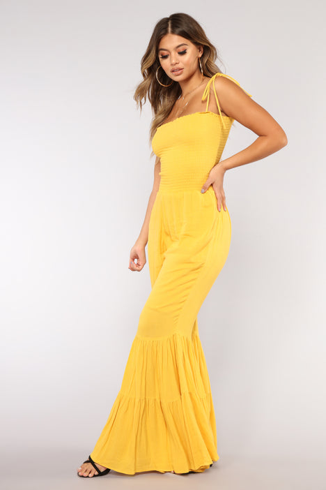 Rydel Smocked Jumpsuit Yellow